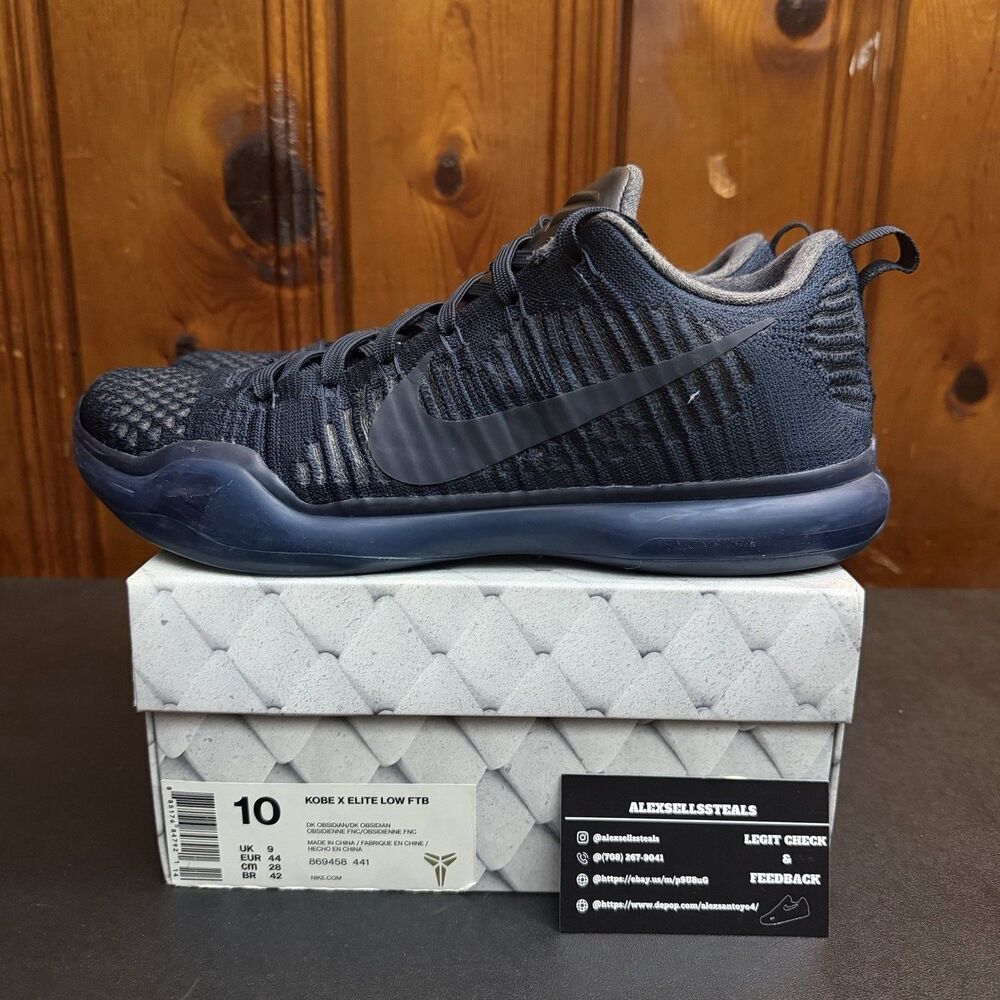 Nike Kobe 10 IX Elite Low FTB Fade To Black Pack Size 10 Men 869458-441 Obsidian